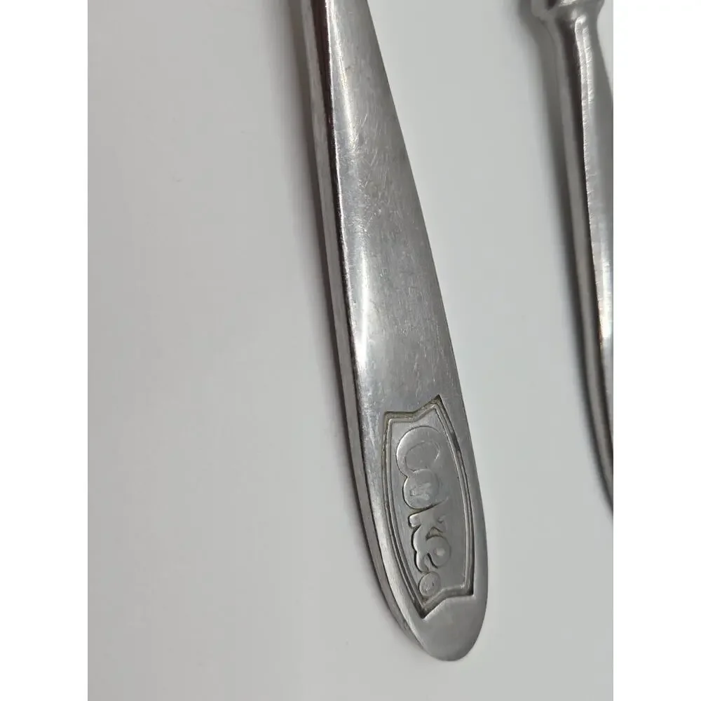 COKE Engraved Stainless Coca-Cola Heavy Duty Silverware Fork and Spoon